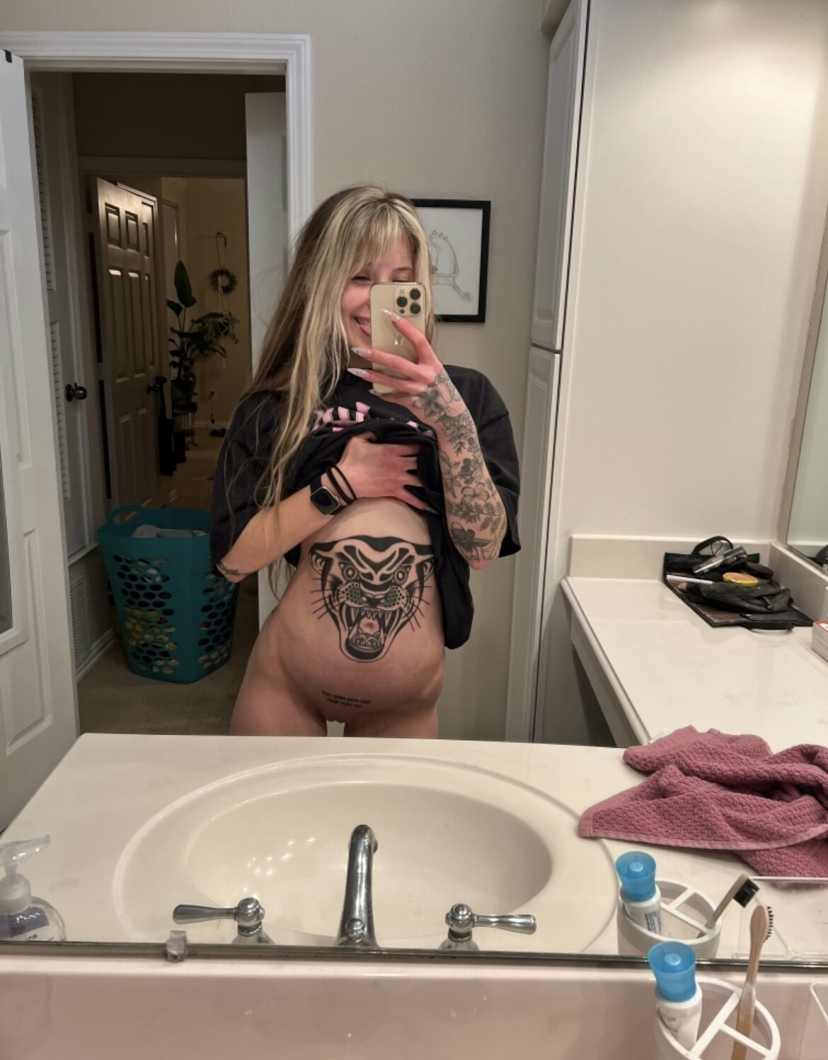 Exclusive photo of beautiful Bottomless by OnlyFans Leaks (@of-leaks) and real Long Hair and Panties