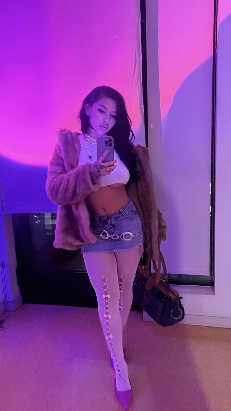 Exclusive photo of beautiful Brunette by OnlyFans Leaks (@of-leaks) and real Eye Contact, Long Hair and High Heels