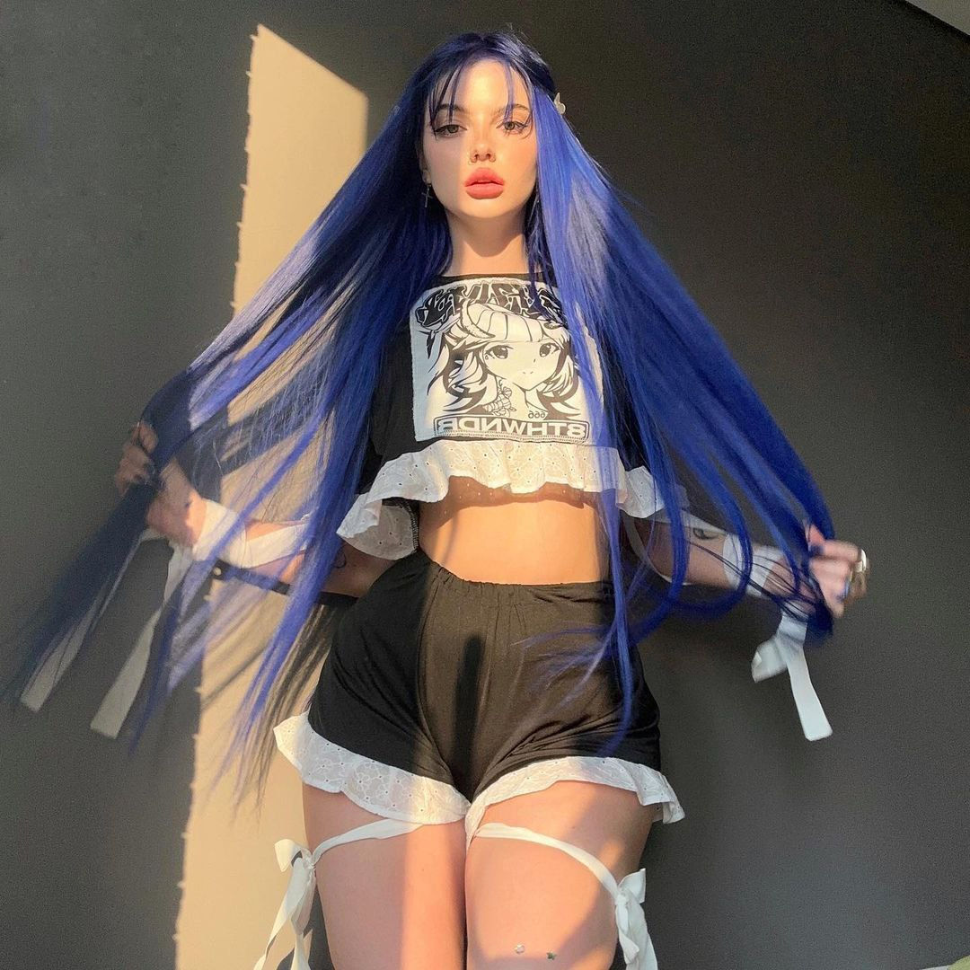 Exclusive photo of beautiful Bangs by Only Girls (@only-girls) and real Big Eyes and Blue Hair
