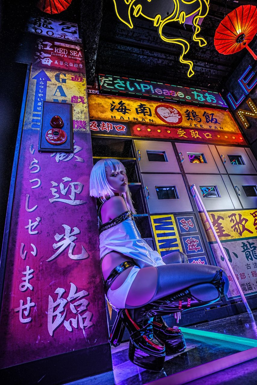 Exclusive photo of beautiful Asian by Only Girls (@only-girls) and real Boots and White Hair