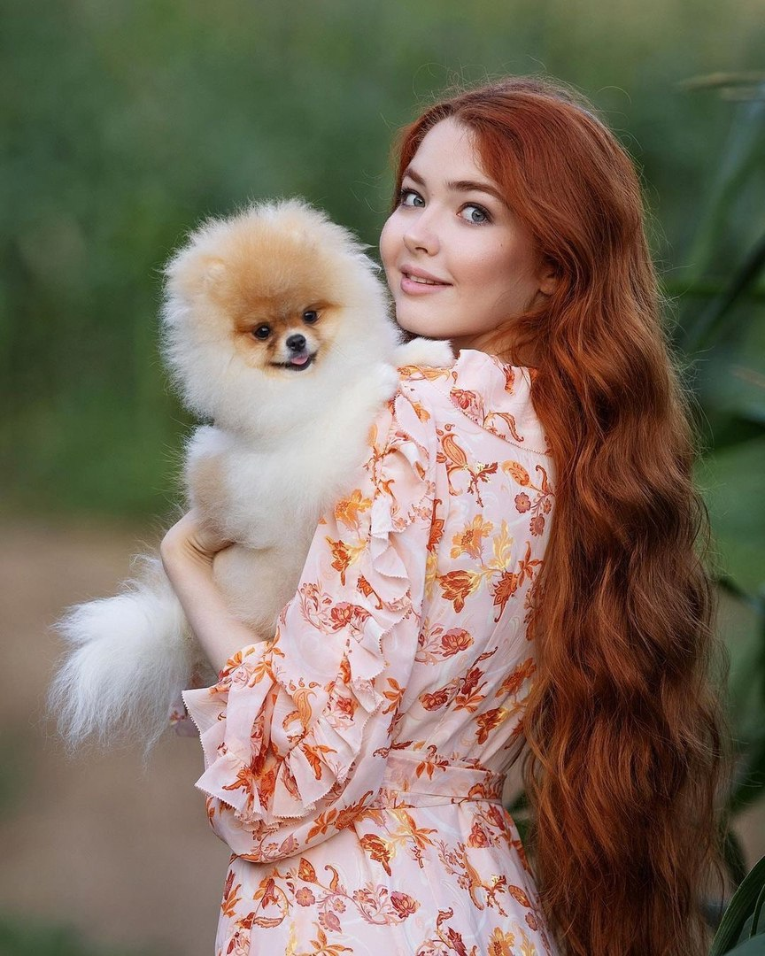 Exclusive photo of beautiful Dress by Only Girls (@only-girls) and real Puppy and Redhead