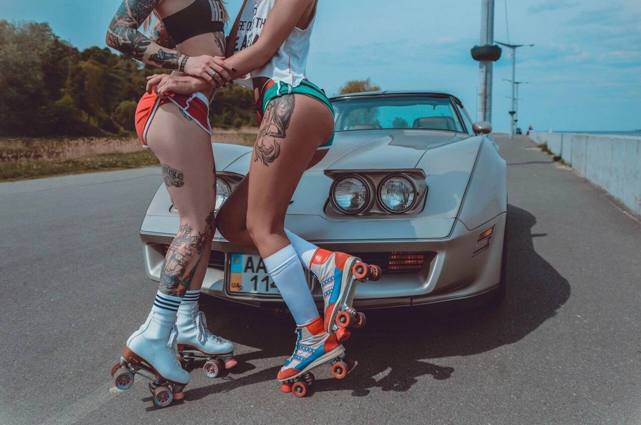 Exclusive photo of beautiful Car by Only Girls (@only-girls) and real Women, Tattoo and Shorts