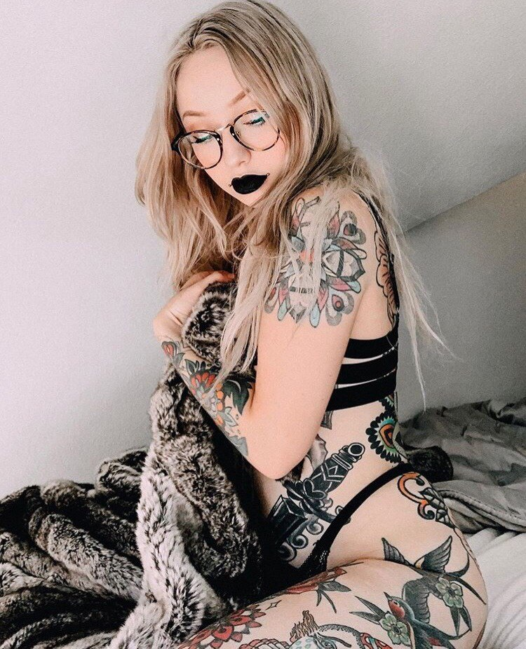 Exclusive photo of beautiful Blonde by Only Girls (@only-girls) and real Glasses and Lingerie