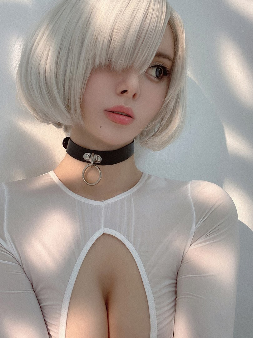 Exclusive photo of beautiful Bodysuit by Only Girls (@only-girls) and real Bangs, Choker and Cleavage