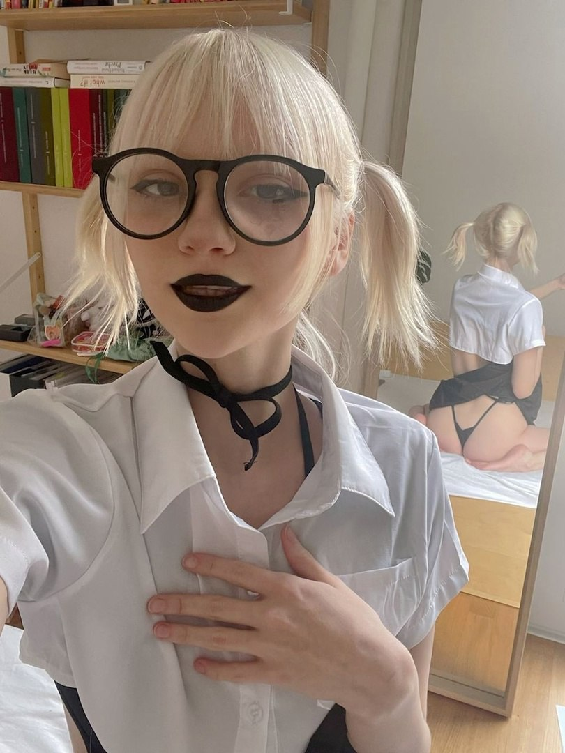 Exclusive photo of beautiful Blonde by Only Girls (@only-girls) and real Glasses and Lingerie