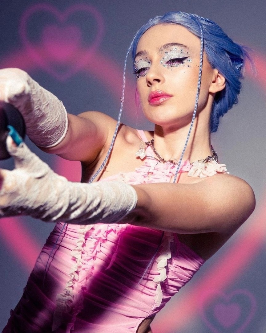 Exclusive photo of beautiful Blue Hair by Only Girls (@only-girls) and real Dress, Female and Eye Shadow