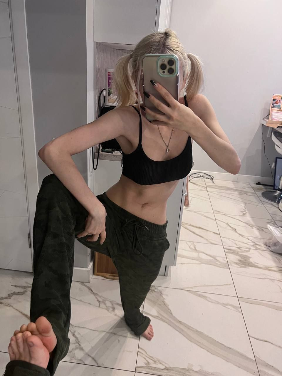 Exclusive photo of beautiful Blonde by Only Girls (@only-girls) and real Braless, Flexible and Feet