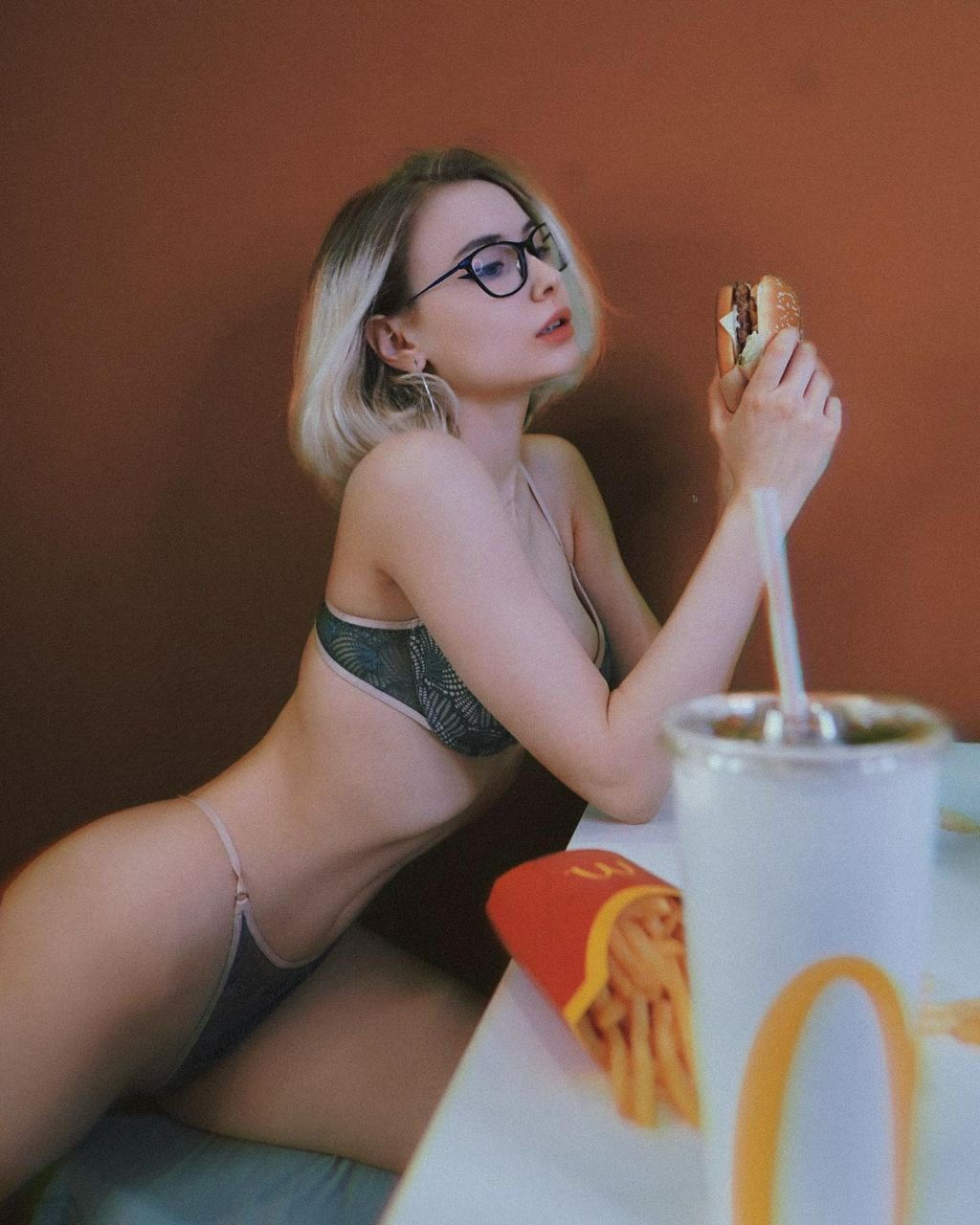 Exclusive photo of beautiful Bra by Only Girls (@only-girls) and real Braless and Food Fetish