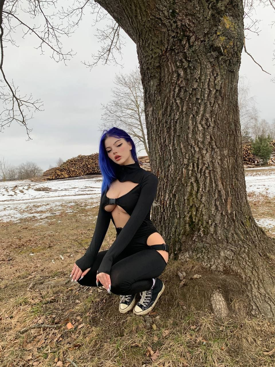 Exclusive photo of beautiful Bodysuit by Only Girls (@only-girls) and real Black and Blue Hair